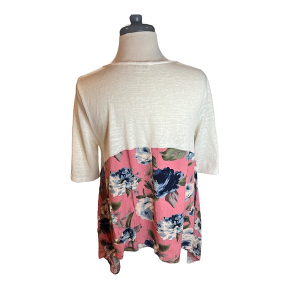 | wonderland orange | Floral Colorblock Flowy Blouse LG - Picture 5 of 6